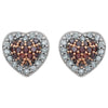 14k White Gold 1/4 CTW Brown Diamond Heart Earrings