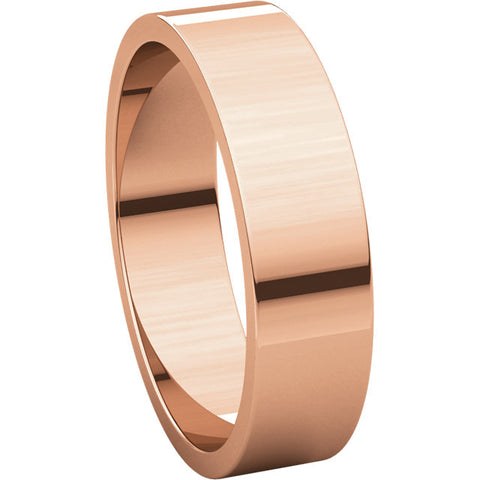 14k Rose Gold 5mm Flat Band, Size 7.5
