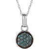 14k White Gold 1/3 CTW Blue & White Diamond 3-in-1 Circle 18" Necklace