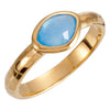 18K Yellow Vermeil Blue Chalcedony Ring Size 6