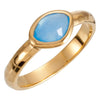 18K Yellow Vermeil Blue Chalcedony Ring Size 6