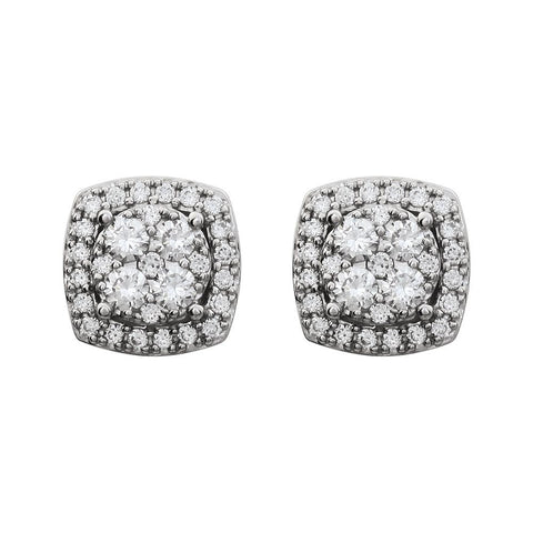 14k White Gold 3/4 CTW Diamond Earrings