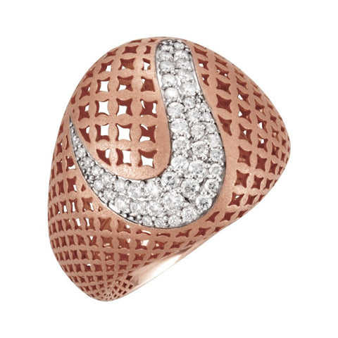 14k Rose Gold 1/2 CTW Diamond Pierced Style Ring, Size 7