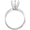14k White Gold 6.6-7.2mm Round Pre-Notched 6-Prong Solitaire Ring Mounting, Size 6