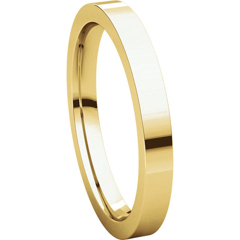 14k Yellow Gold 2.5mm Flat Comfort Fit Band, Size 7.5