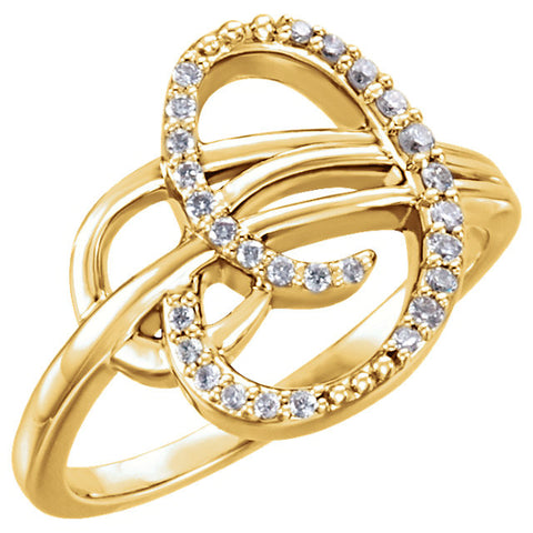 14k Yellow Gold 1/6 CTW Diamond Ring, Size 7