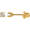 24K Yellow Gold Plated Stainless Steel Solitaire "April" Birthstone Piercing Earrings