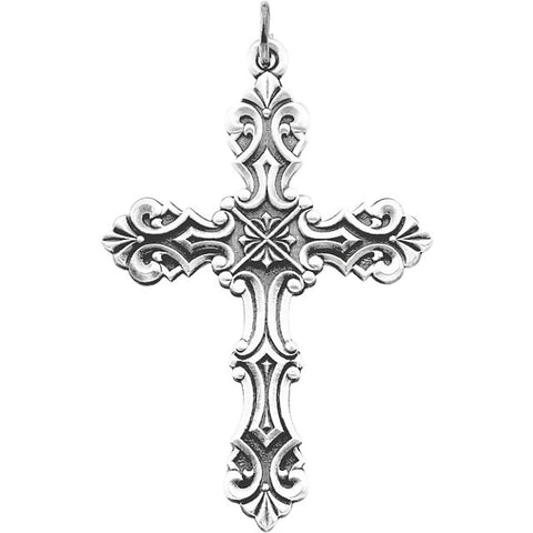 Sterling Silver 48x35mm Fancy Cross Pendant