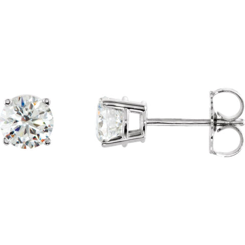 Pair of 1 CTTW Basket-Style Friction Post Stud Earring in 14k White Gold