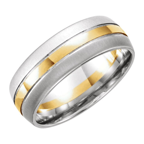 14K White & Yellow Gold 8mm Band Size 11