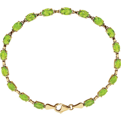 14k Yellow Gold Peridot 7" Bracelet