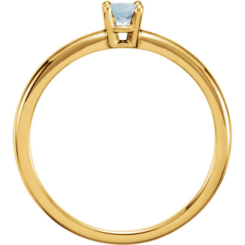 14k Yellow Gold Aquamarine "March" Youth Birthstone Ring, Size 3