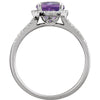 14k White Gold Amethyst & 1/5 CTW Diamond Ring, Size 7