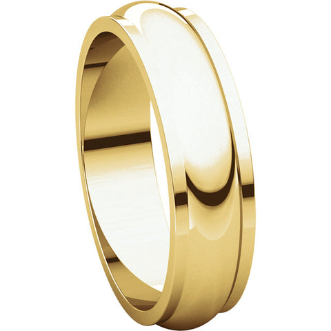 14k Yellow Gold 5mm Half Round Edge Band, Size 9