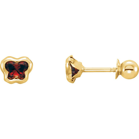 14k Yellow Gold January CZ Birthstone Earrings with Screw Backs