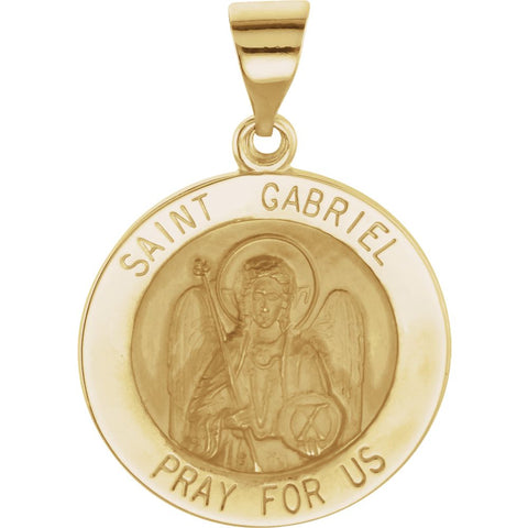 14k Yellow Gold 18.5mm Round Hollow St. Gabriel Medal