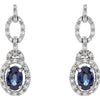 14k White Gold 1/4 CTW Diamond & Blue Sapphire Earrings