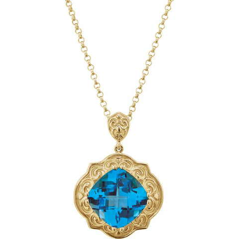 14k Yellow Gold 12x12mm Sculptural-Inspired 18" Necklace