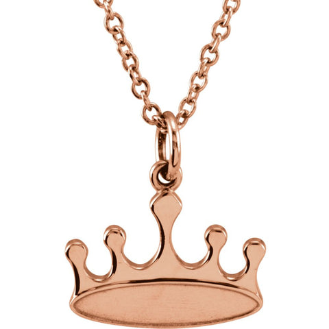 14k Rose Gold Tiny Posh Crown 16-18" Necklace