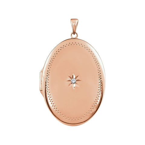 14K Rose Gold-Plated Sterling Silver Cubic Zirconia Locket