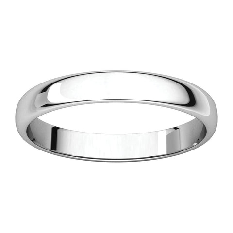 Sterling Silver 3mm Half Round Light Band, Size 7.5