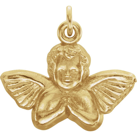14k Yellow Gold 14x16mm Angel Baby Pendant