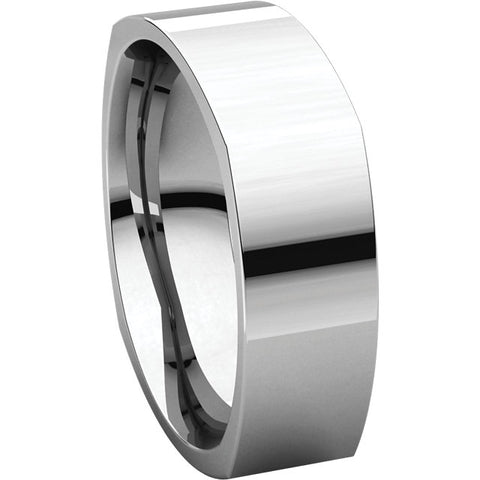 14k White Gold 6mm Square Comfort Fit Band, Size 8.5