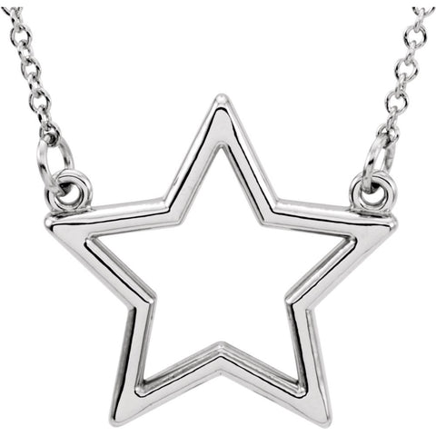 14k White Gold Star 16" Necklace