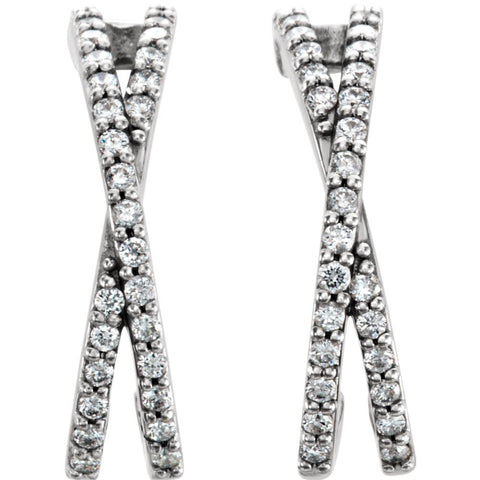 14k White Gold Pair 1/4 CTW Diamond Criss Cross Earrings
