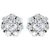 14k White Gold 3/4 CTW Diamond Cluster Earrings