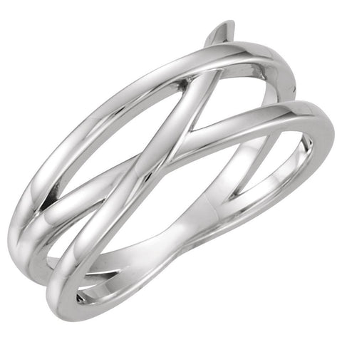 14k White Gold Criss-Cross Ring, Size 7
