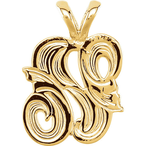 14k Yellow Gold "N" Medium Initial Pendant