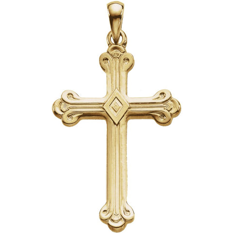 14k Yellow Gold 32x22mm Cross Pendant