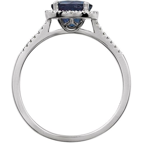 Sterling Silver Lab-Grown Blue Sapphire & .01 CTW Diamond Ring, Size 7