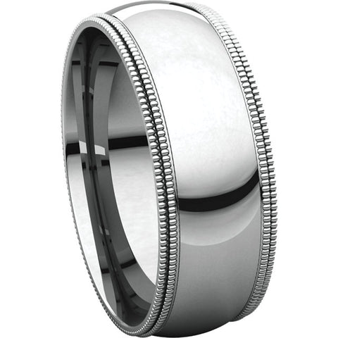 Sterling Silver 7mm Double Milgrain Comfort Fit Band, Size 7