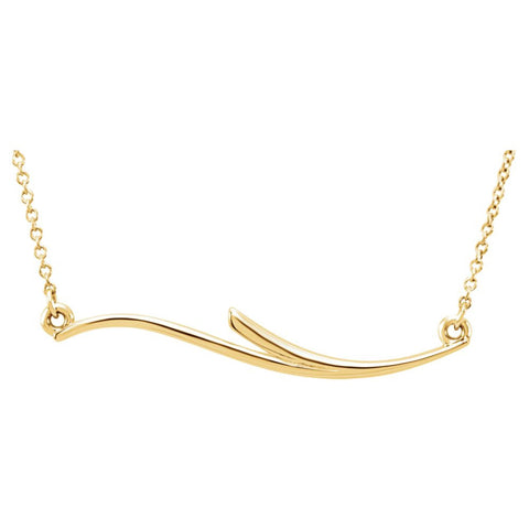 14k Yellow Gold Curvilinear Bar 17.5" Necklace