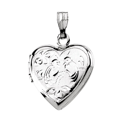 Sterling Silver Love Birds Heart Shape Locket