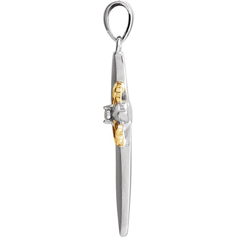 Sterling Silver & 10k Yellow Gold .05 CTW Diamond Cross Pendant