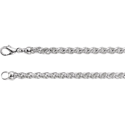Sterling Silver 4mm Solid Wheat Chain