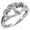 0.05 CTTW Diamond Double Heart Design Ring in Sterling Silver (Size 5 )