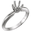 14k White Gold 3.5-3.9mm Round Heavy 6-Prong Ring Mounting, Size 6