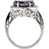 14k White Gold Amethyst & 1/6 CTW Diamond Ring, Size 7