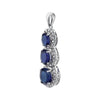 14k White Gold Created Blue Sapphire & .04 CTW Diamond 3-Stone Pendant