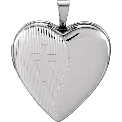Sterling Silver 20.5x19mm Heart Cross Locket