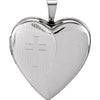 20.50x19.00 mm Heart Locket with Cross in Sterling Silver