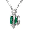 14k White Gold Chatham® Created Emerald & .05 CTW Diamond 16" Necklace