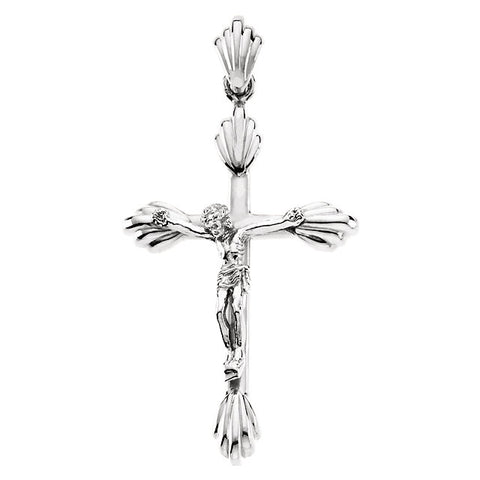 14k White Gold Crucifix Pendant