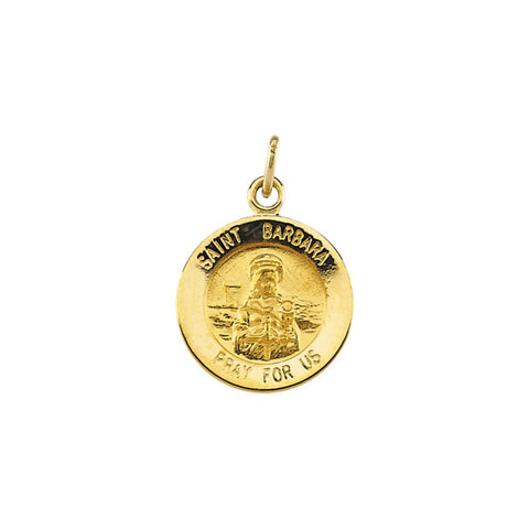 14k Yellow Gold 15mm St. Barbara Medal