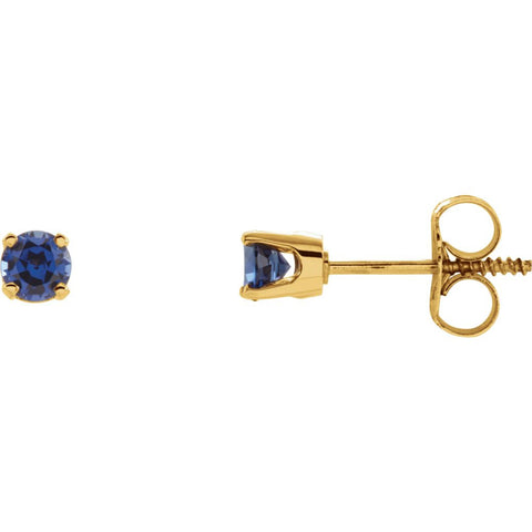 14k Yellow Gold Chatham® Lab-Grown Sapphire Youth Earrings