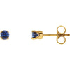 14k Yellow Gold Imitation Blue Sapphire Kid's Earrings